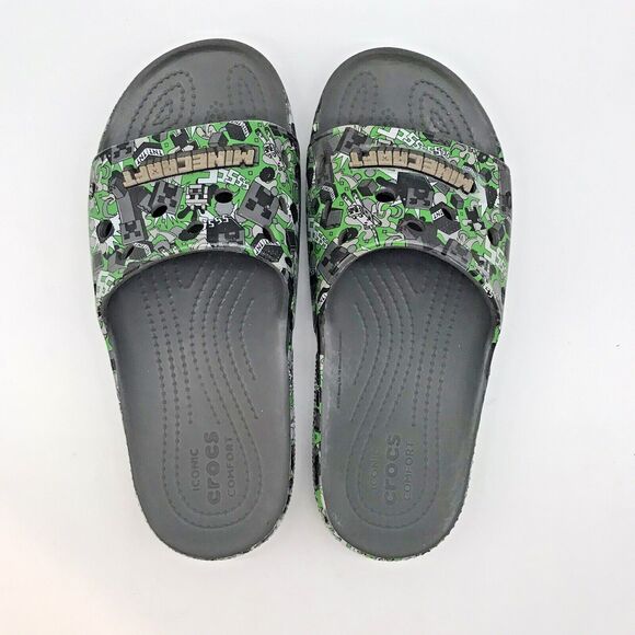 Crocs x Minecraft Iconic Comfort Sandals Men's 5 Women's 7 Gray Classic Slides - Picture 6 of 11